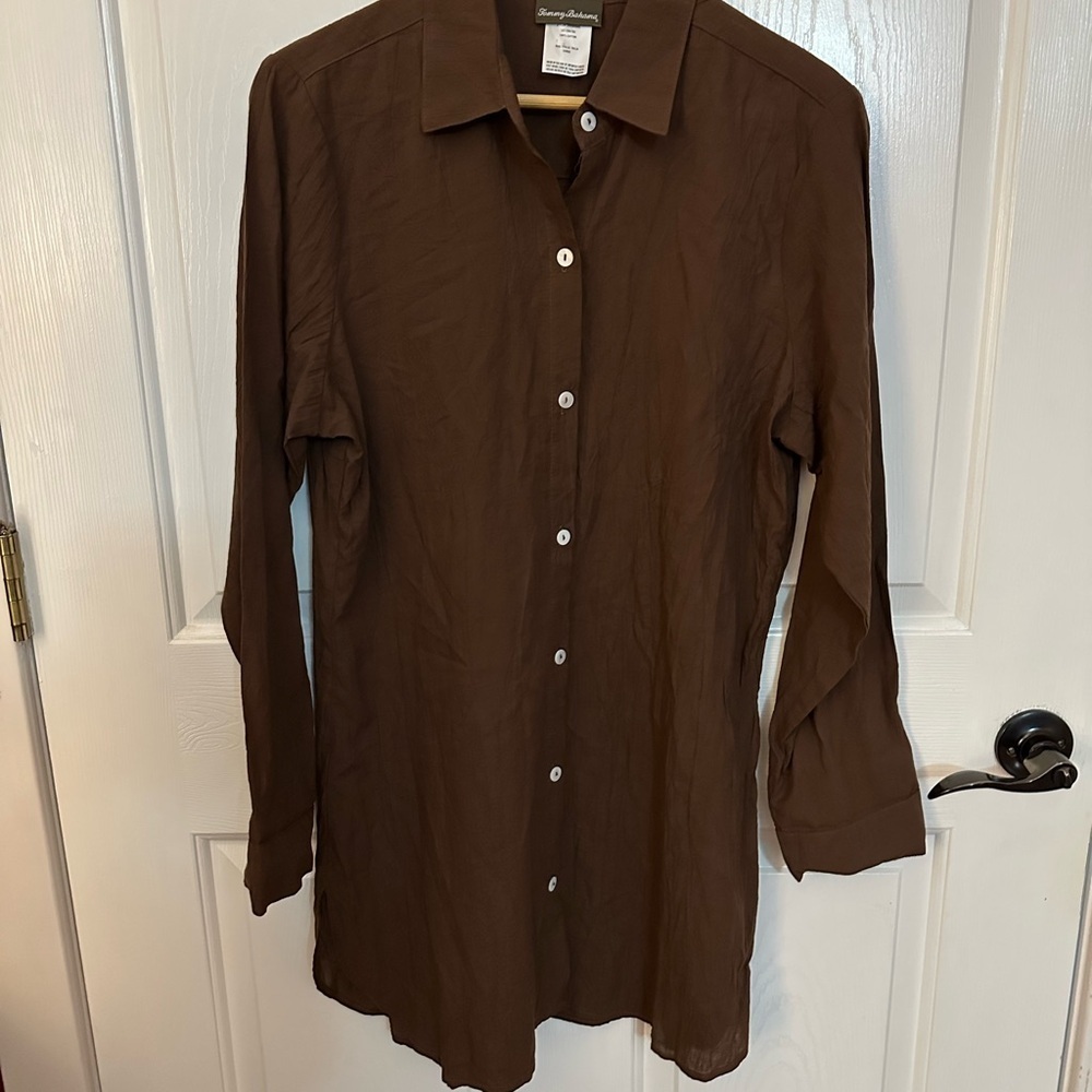 Tommy Bahama 100% Cotton Brown Tunic Top